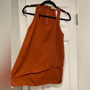 Pink Rose Size M Orange Rust Flowy Zip Racerback Layered Tank Top